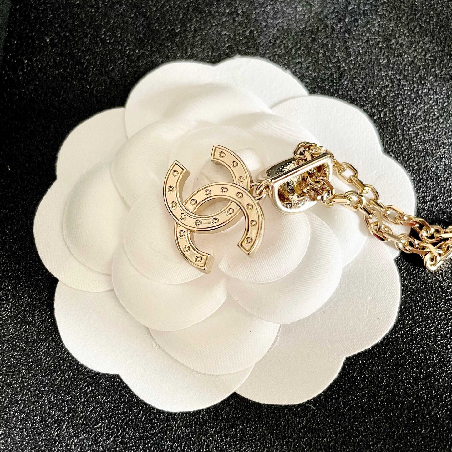 Double-C Emblem Crystal-Accent Pendant Necklace – Design 002 front product view