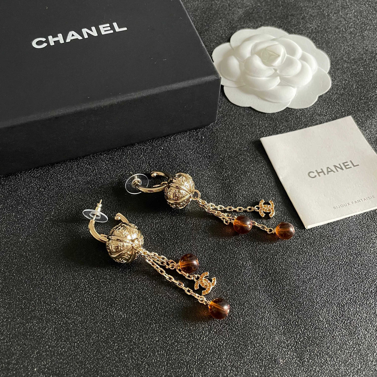 Double-C Emblem Crystal-Accent Statement Earrings – Design 003 styled product view