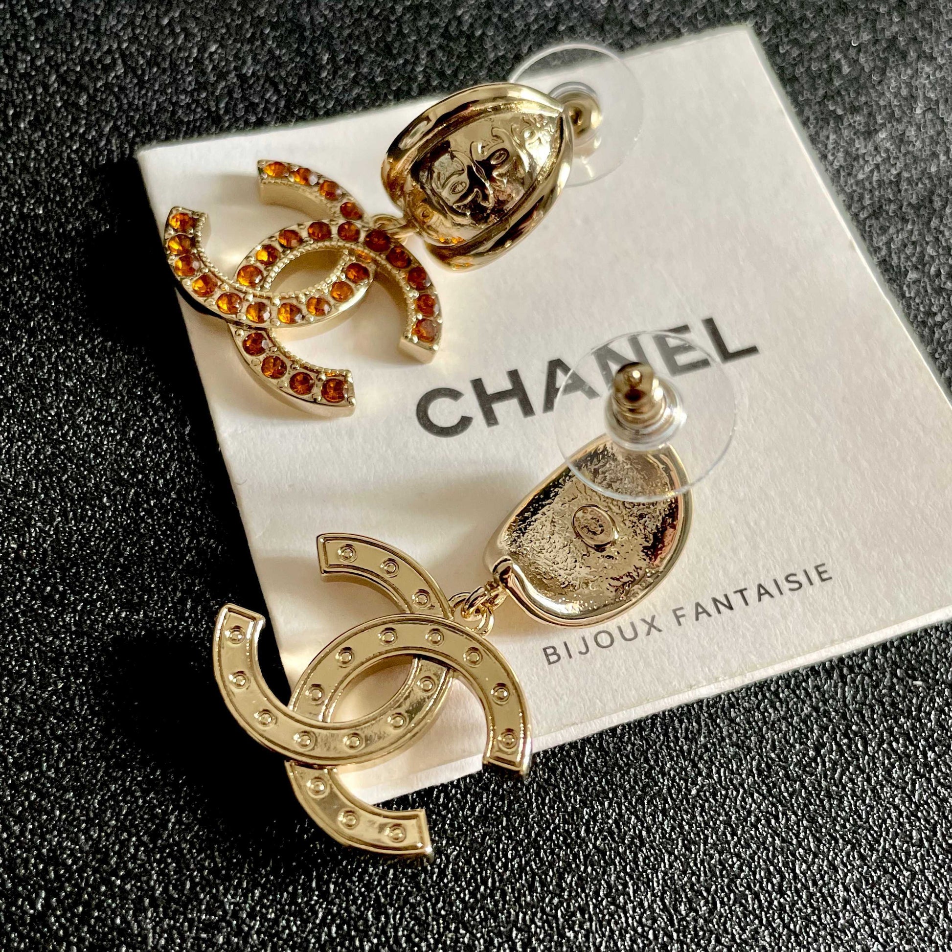 Double-C Emblem Crystal-Accent Statement Earrings – Design 005 main product view