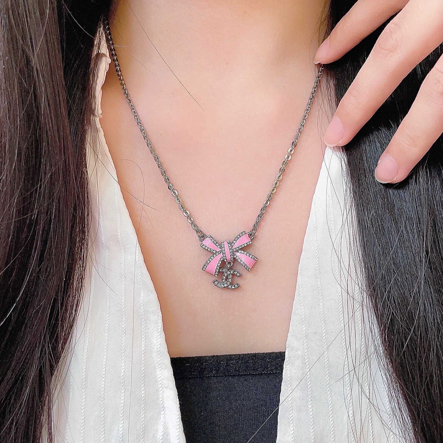 Double-C Emblem Crystal-Accent Pendant Necklace – Design 001 main product view