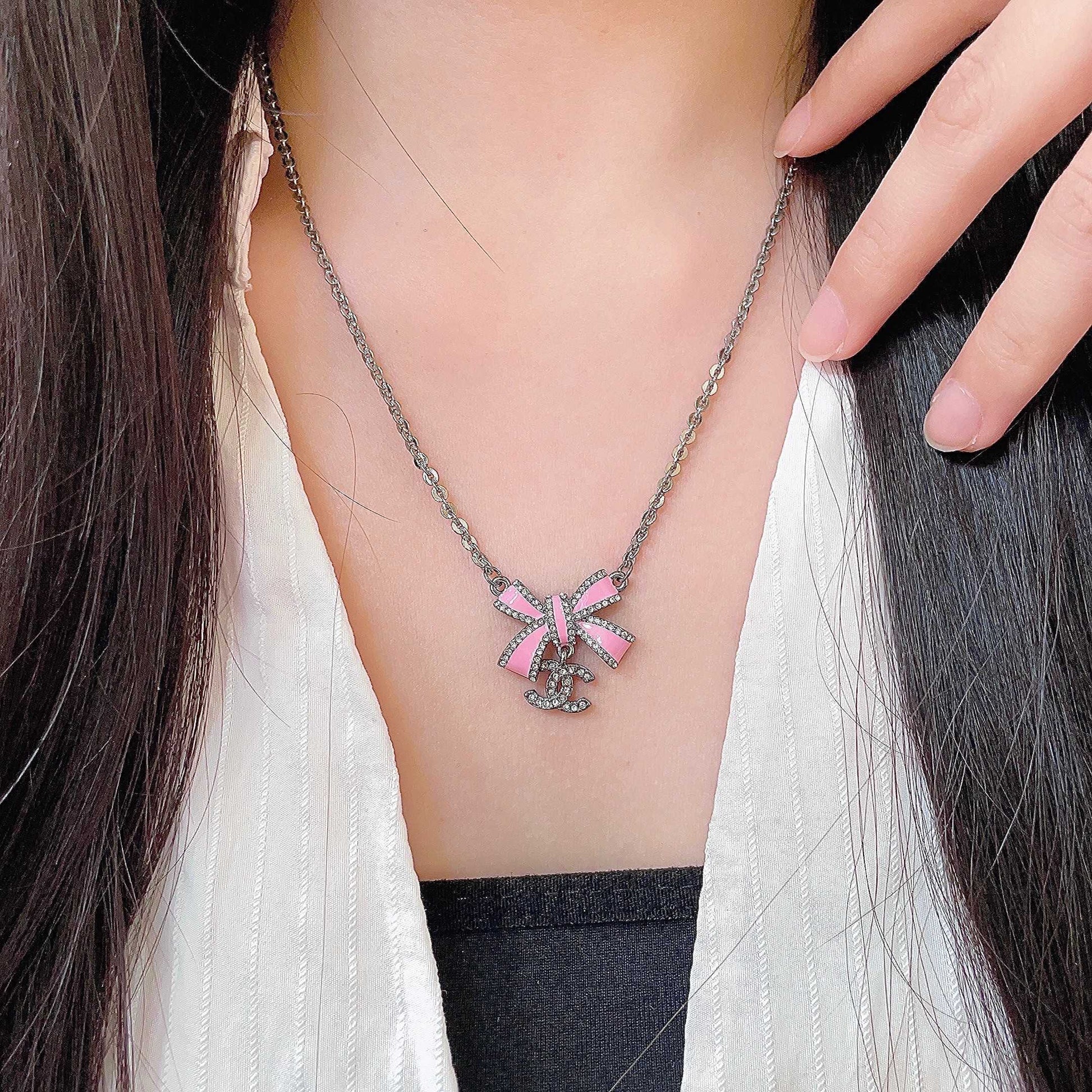 Double-C Emblem Crystal-Accent Pendant Necklace – Design 001 main product view