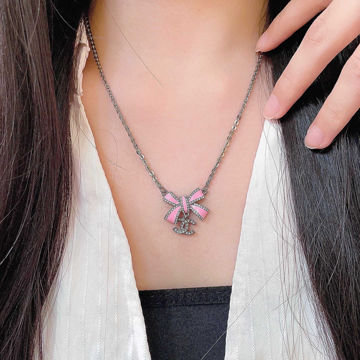Double-C Emblem Crystal-Accent Pendant Necklace – Design 003 main product view