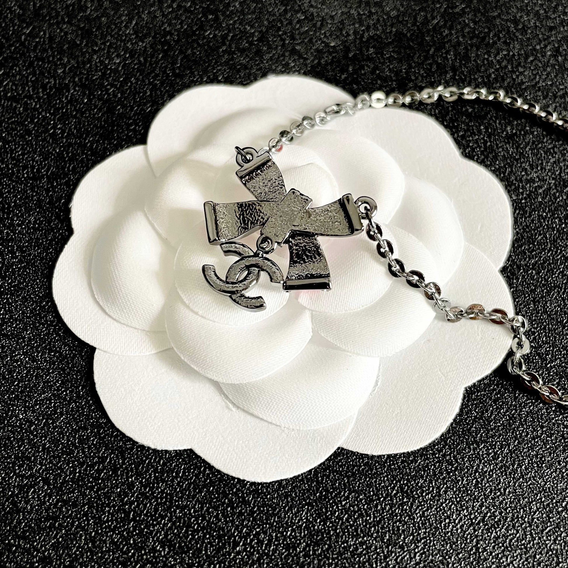 Double-C Emblem Crystal-Accent Pendant Necklace – Design 001 front product view