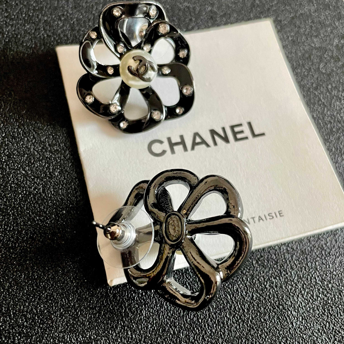 Camellia Stud Earrings in Polished Metal-Tone – Camellia Detail – Design 005 main product view