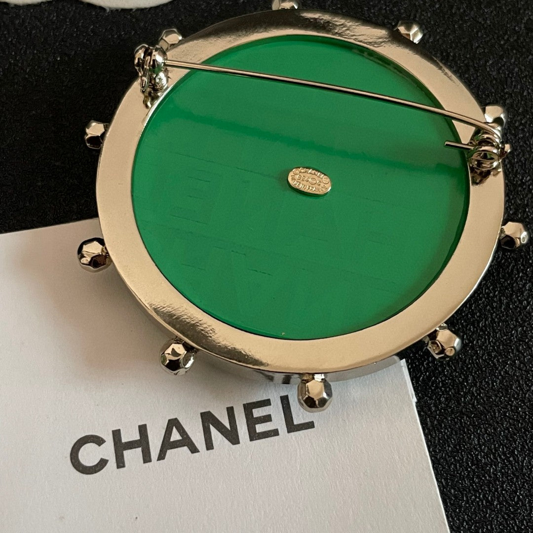 Double-C Emblem Brooch in Polished Metal-Tone – Design 001 main product view
