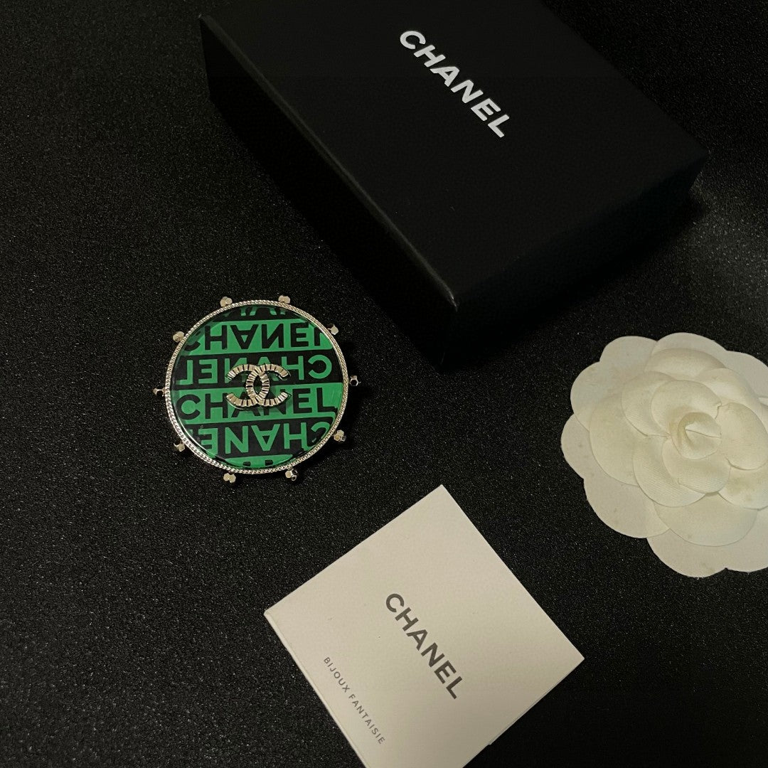 Double-C Emblem Brooch in Polished Metal-Tone – Design 001 styled product view