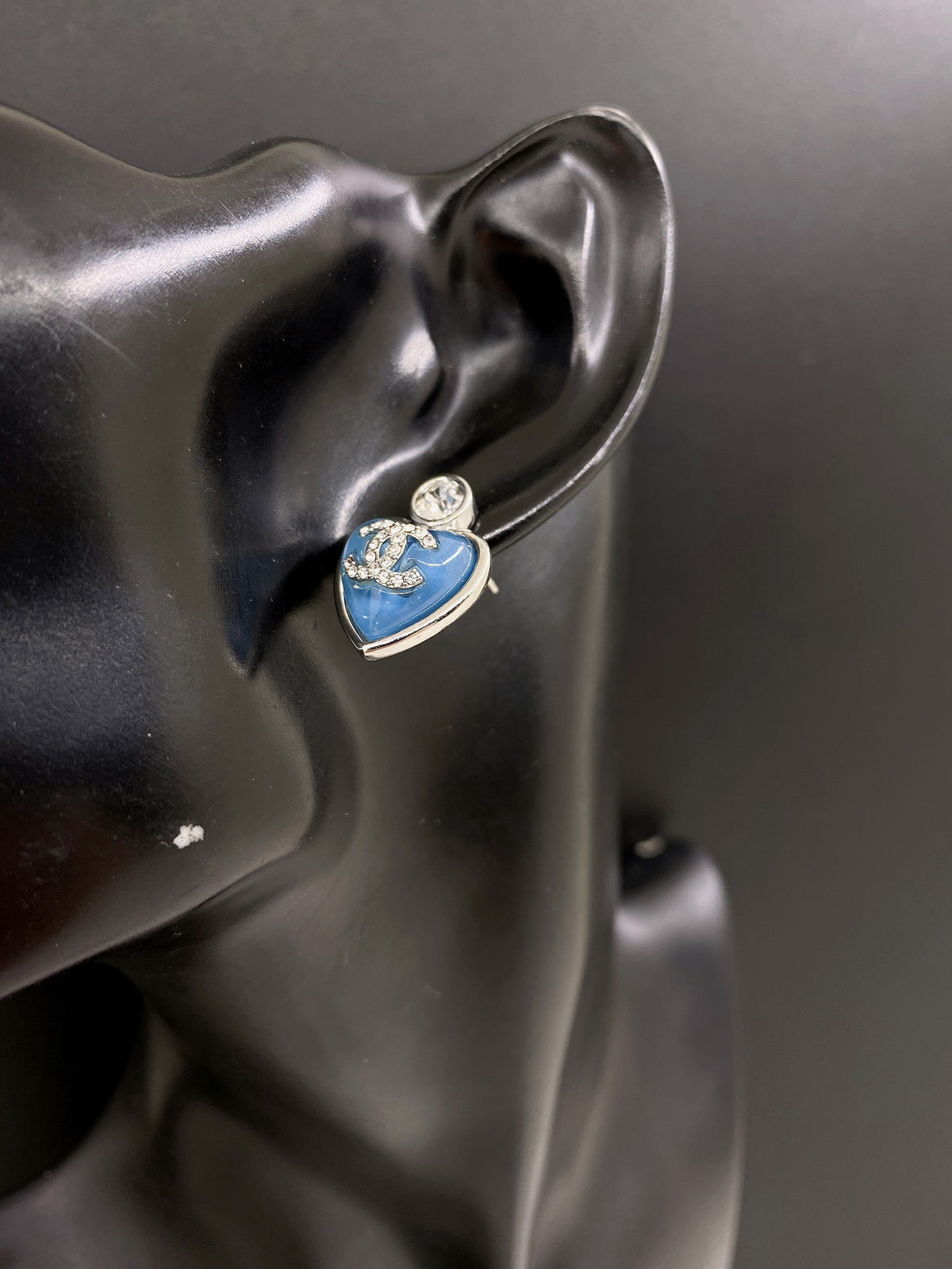 Heart Stud Earrings in Gold-Tone – Heart Detail – Design 002 front product view