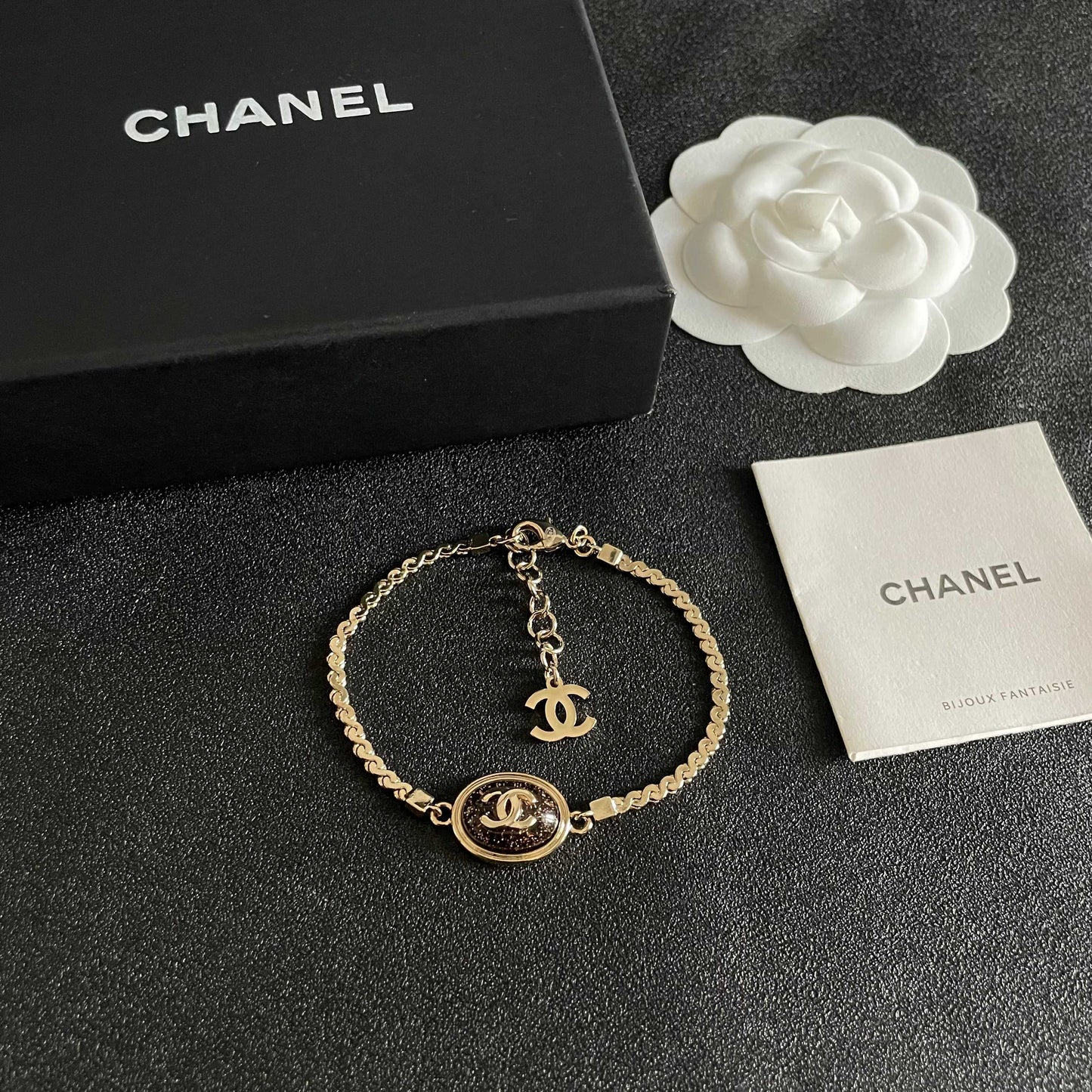 Double-C Emblem Bracelet in Polished Metal-Tone – Design 001 styled product view