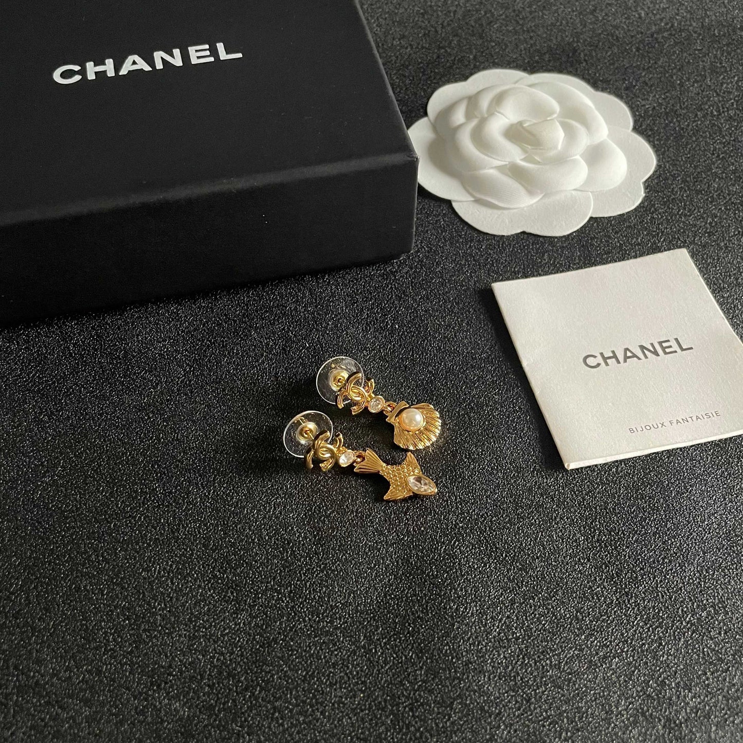 Double-C Emblem Statement Earrings in Polished Metal-Tone – Design 001 styled product view