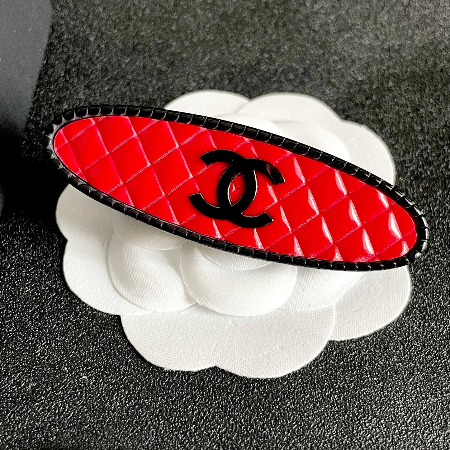 Double-C Emblem Hair Clip – Design 001 front product view