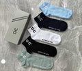 On Cotton Visible Branded Cuff Or Emblem Details No-Show Socks - 5-Pair Set