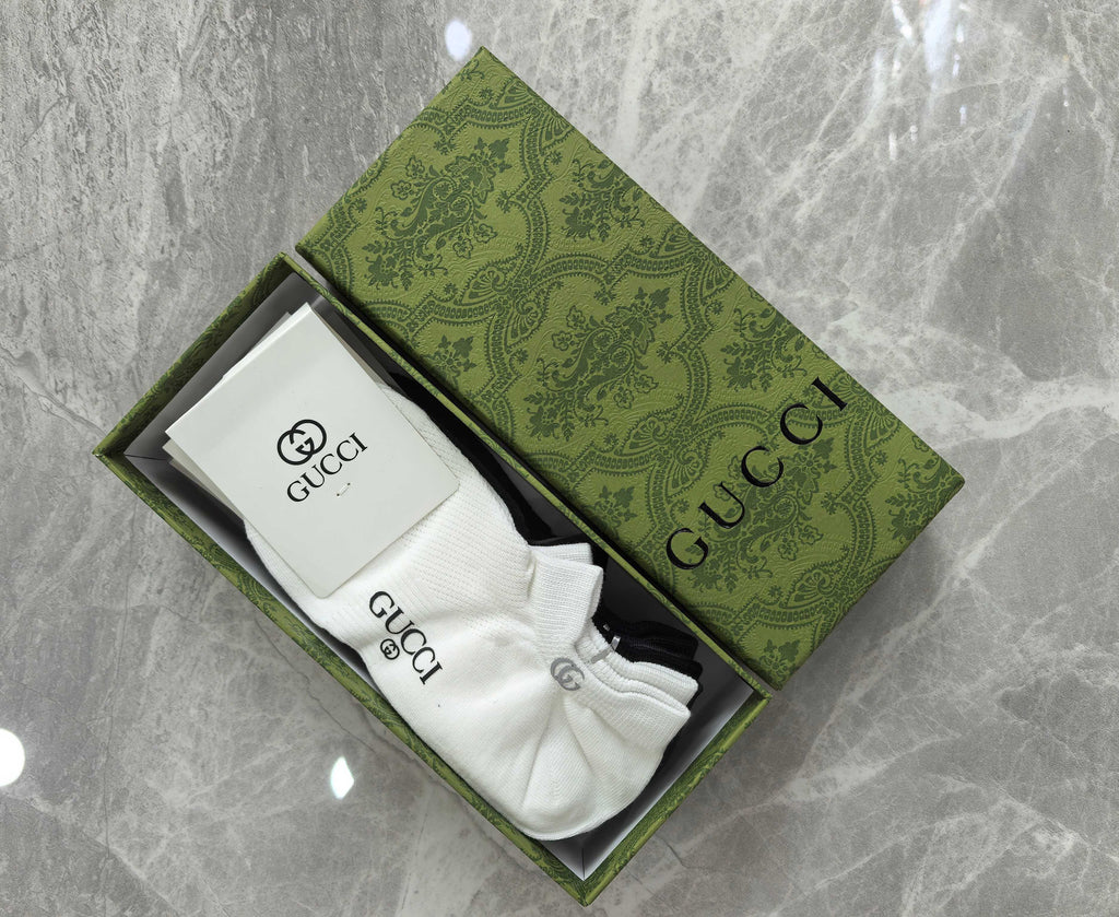 Gucci Cotton Visible Branded Cuff Or Emblem Details No-Show Socks - 5-Pair Set