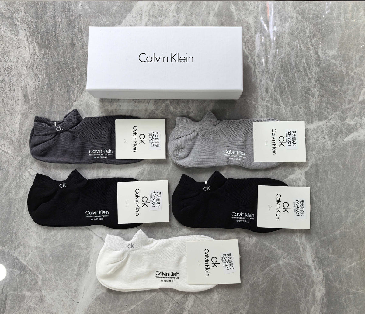 Calvin Klein Cotton Visible Branded Cuff Or Emblem Details No-Show Socks - 5-Pair Set