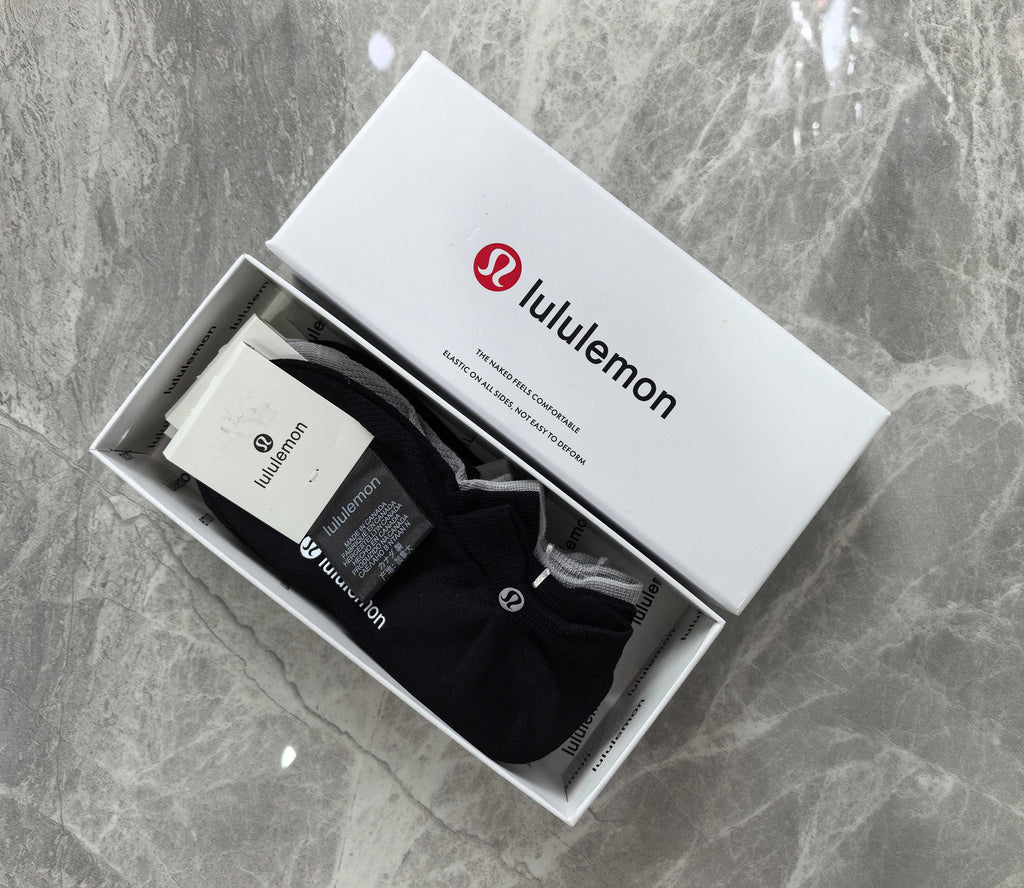 Lululemon Cotton Visible Branded Cuff Or Emblem Details No-Show Socks - 5-Pair Set
