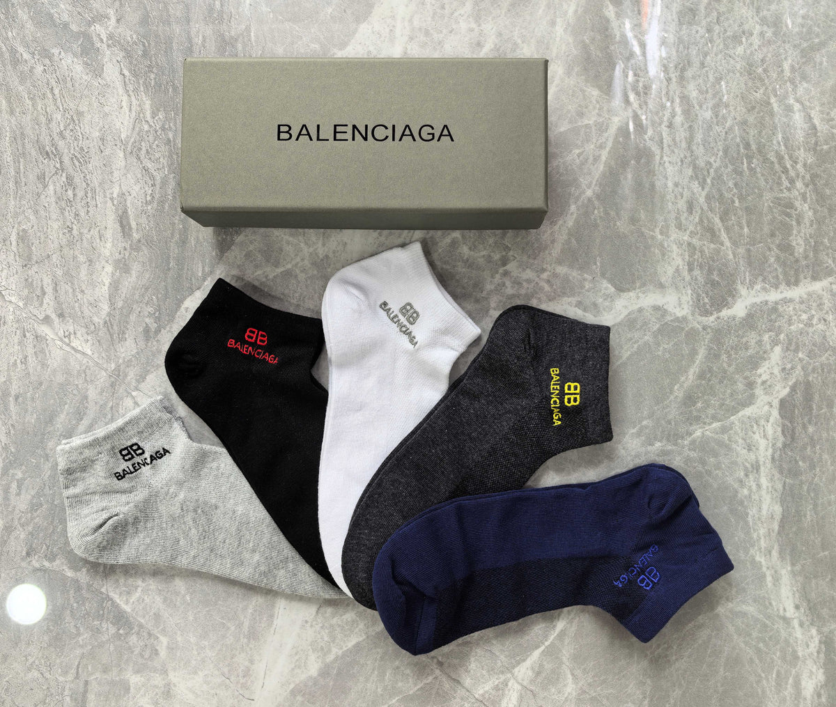 Balenciaga Colourful Bb Details Ankle Socks