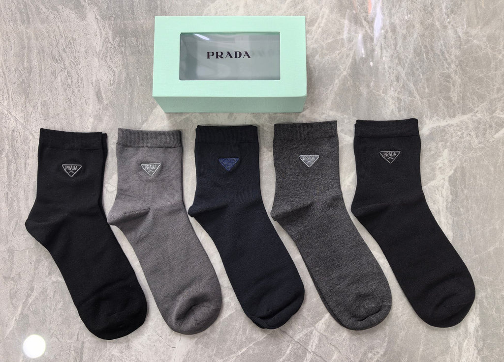 Prada Modal Blend Crew Socks - 5-Pair Set