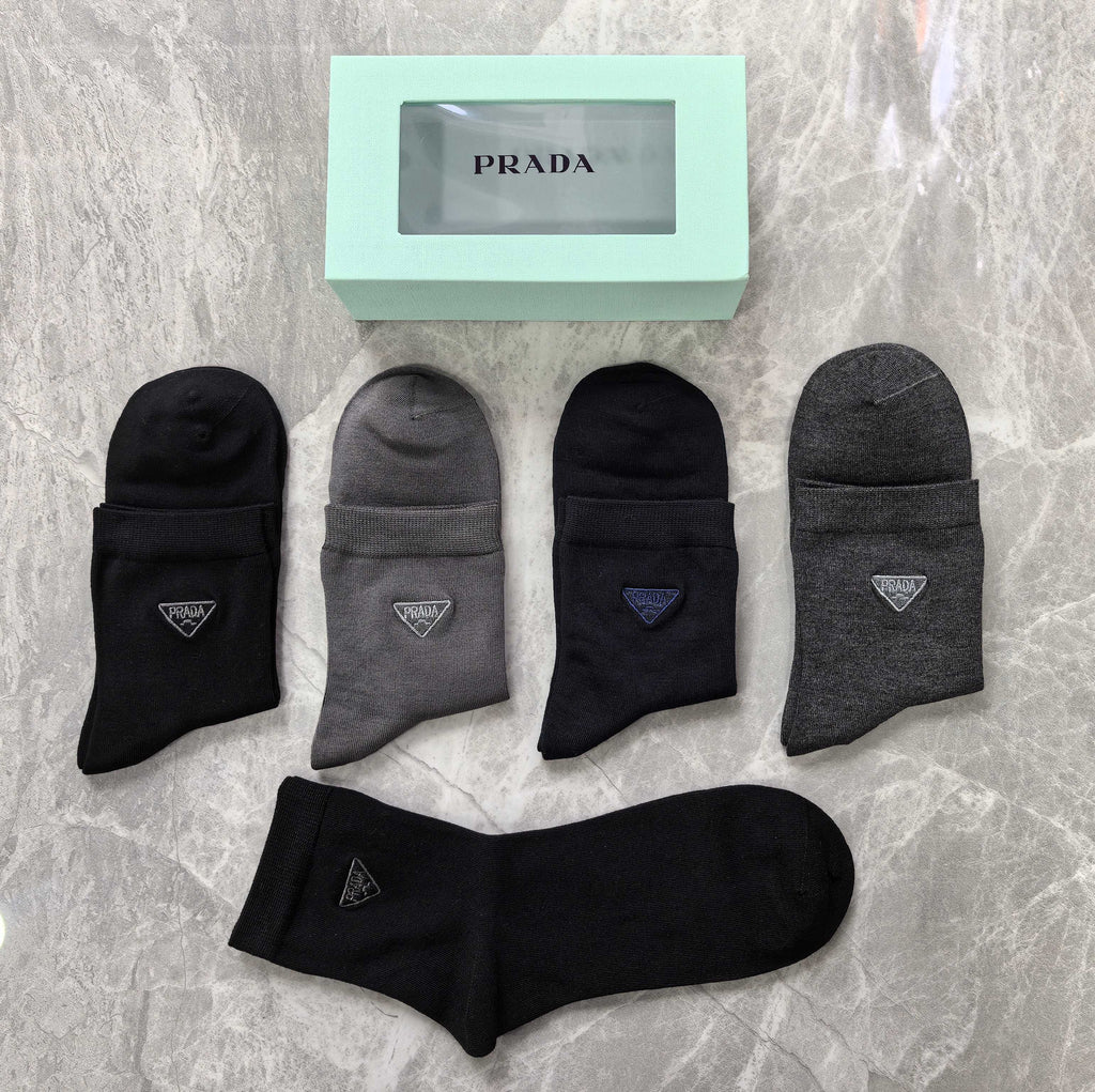 Prada Small Triangle Details Crew Socks - 5-Pair Set