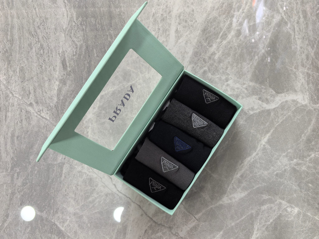 Prada Modal Triangular Emblem Details Crew Socks - 5-Pair Set