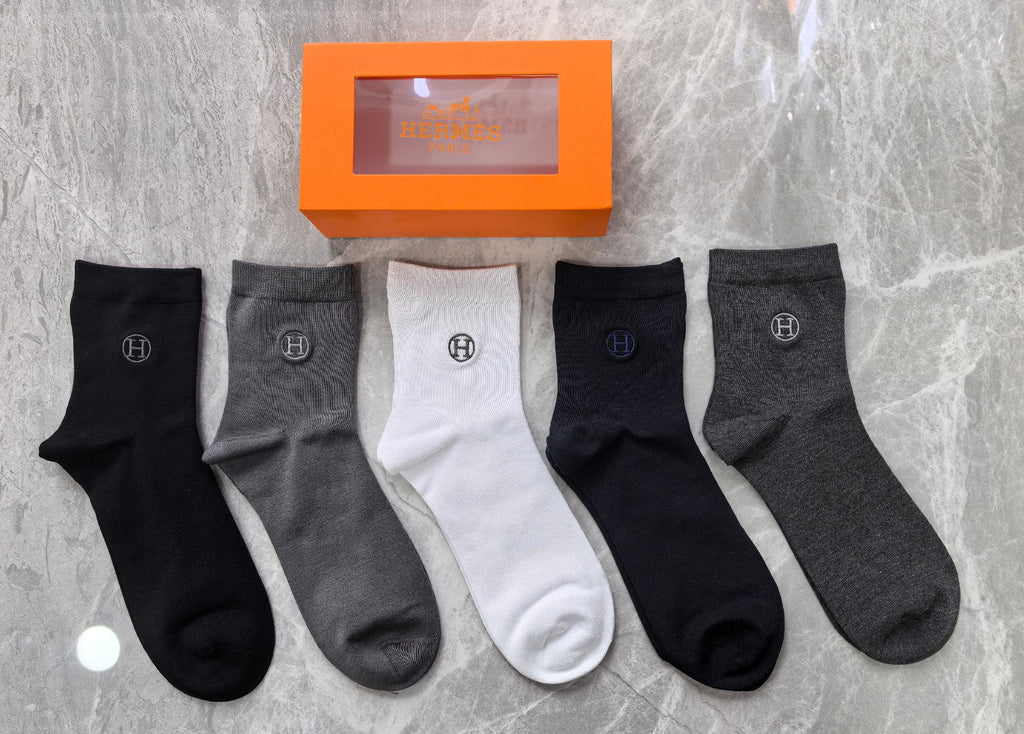Hermes Modal Blend Crew Socks - 5-Pair Set