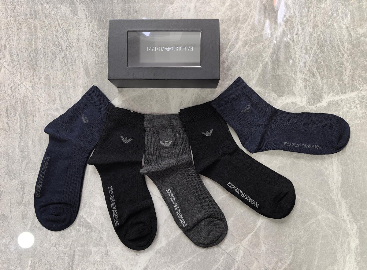 Armani Small Eagle Details Crew Socks - 5-Pair Set