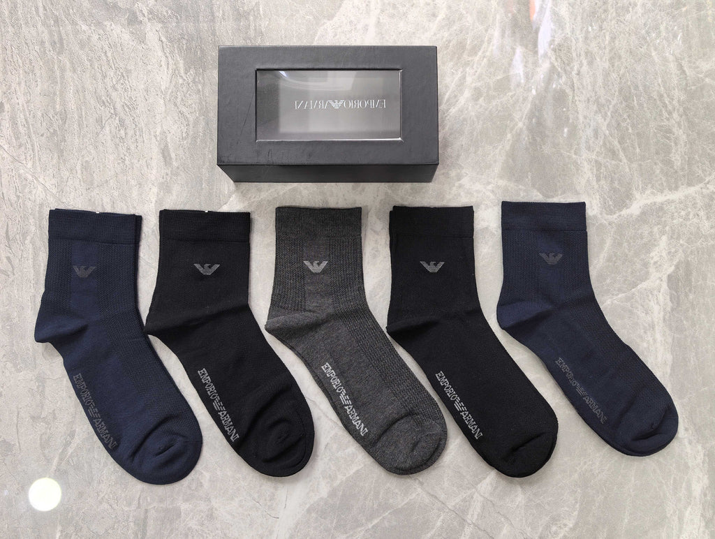 Armani Small Eagle Details Crew Socks - 5-Pair Set