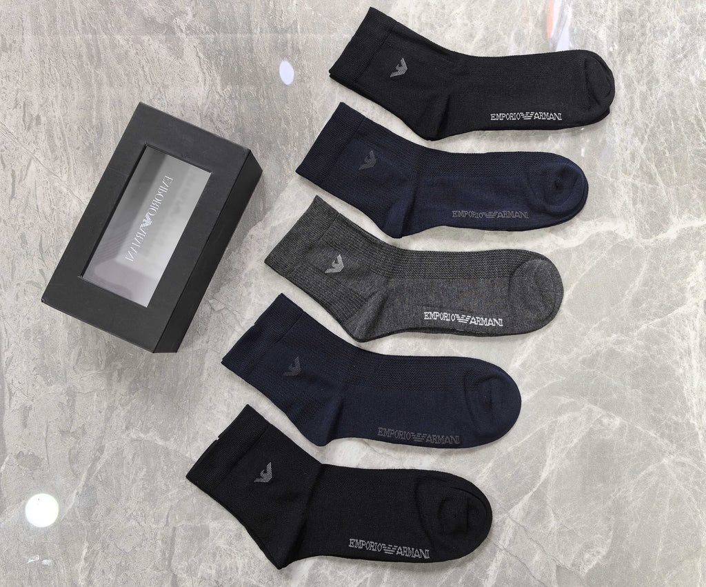Armani Small Eagle Details Crew Socks - 5-Pair Set