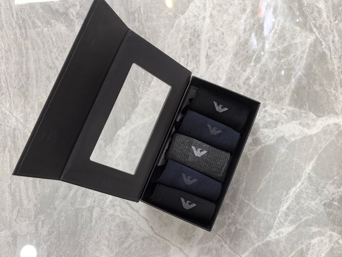 Emporio Armani Modal Eagle Motifs Mid-Calf Socks - 5-Pair Set