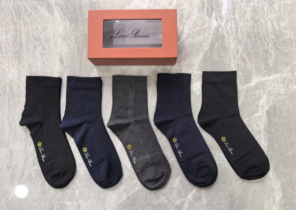 Loro Piana Understated Wordmarks Crew Socks - 5-Pair Set