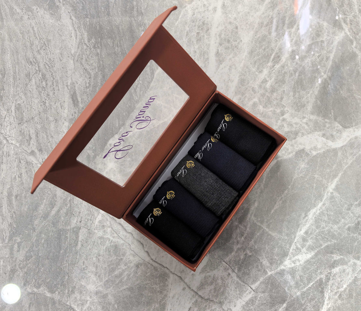 Loro Piana Modal Restrained Script Details Mid-Calf Socks - 5-Pair Set