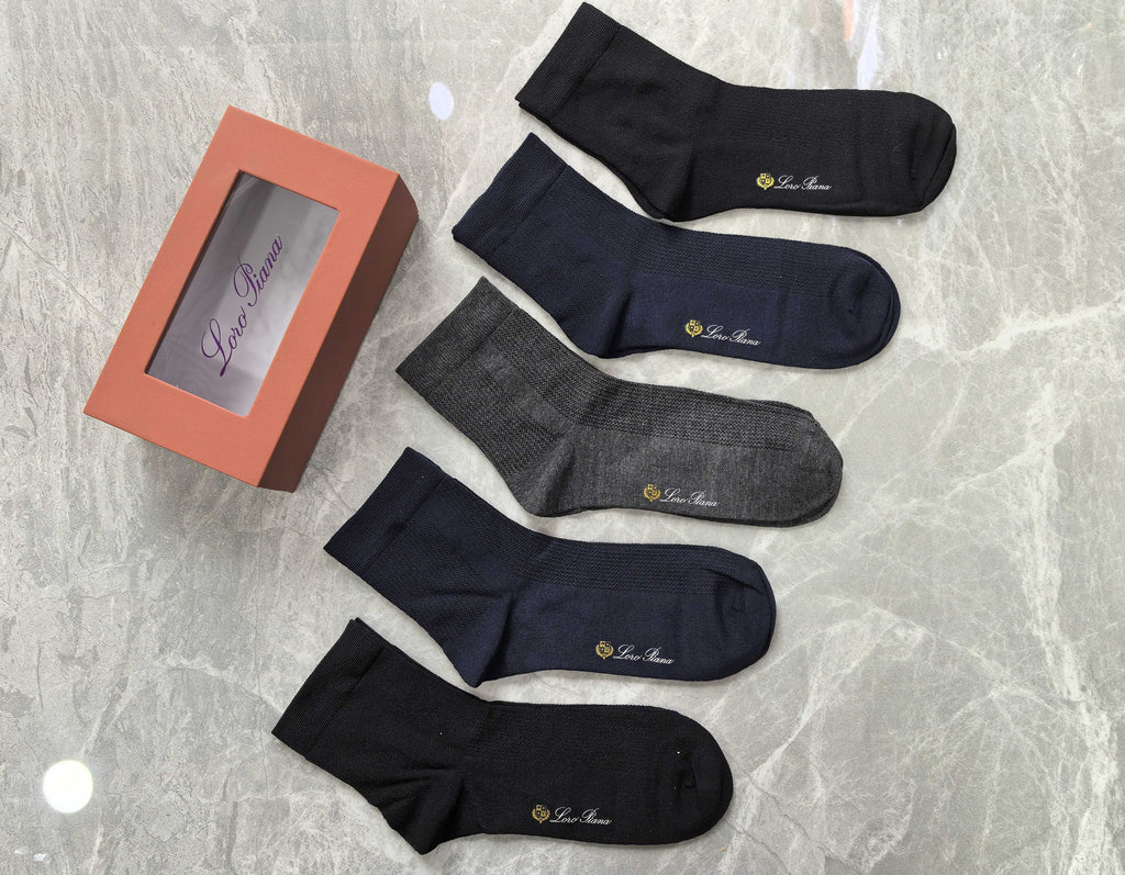 Loro Piana Understated Wordmarks Crew Socks - 5-Pair Set