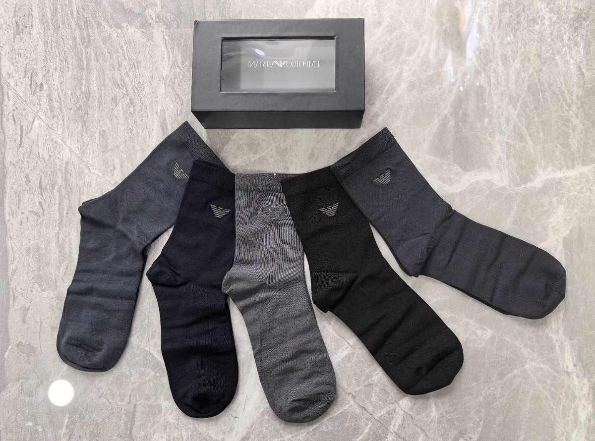 Armani Small Eagle Details Crew Socks - 5-Pair Set