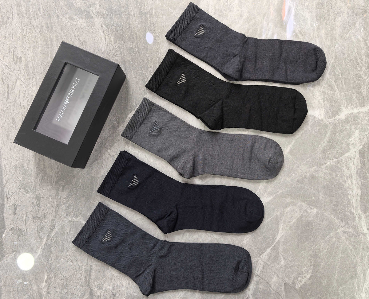 Armani Small Eagle Details Crew Socks - 5-Pair Set