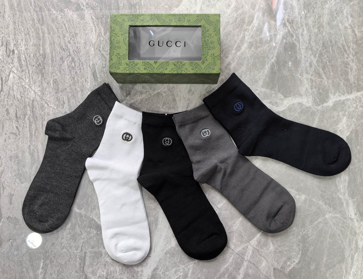 Gucci Small Circular Emblem Details Crew Socks - 5-Pair Set