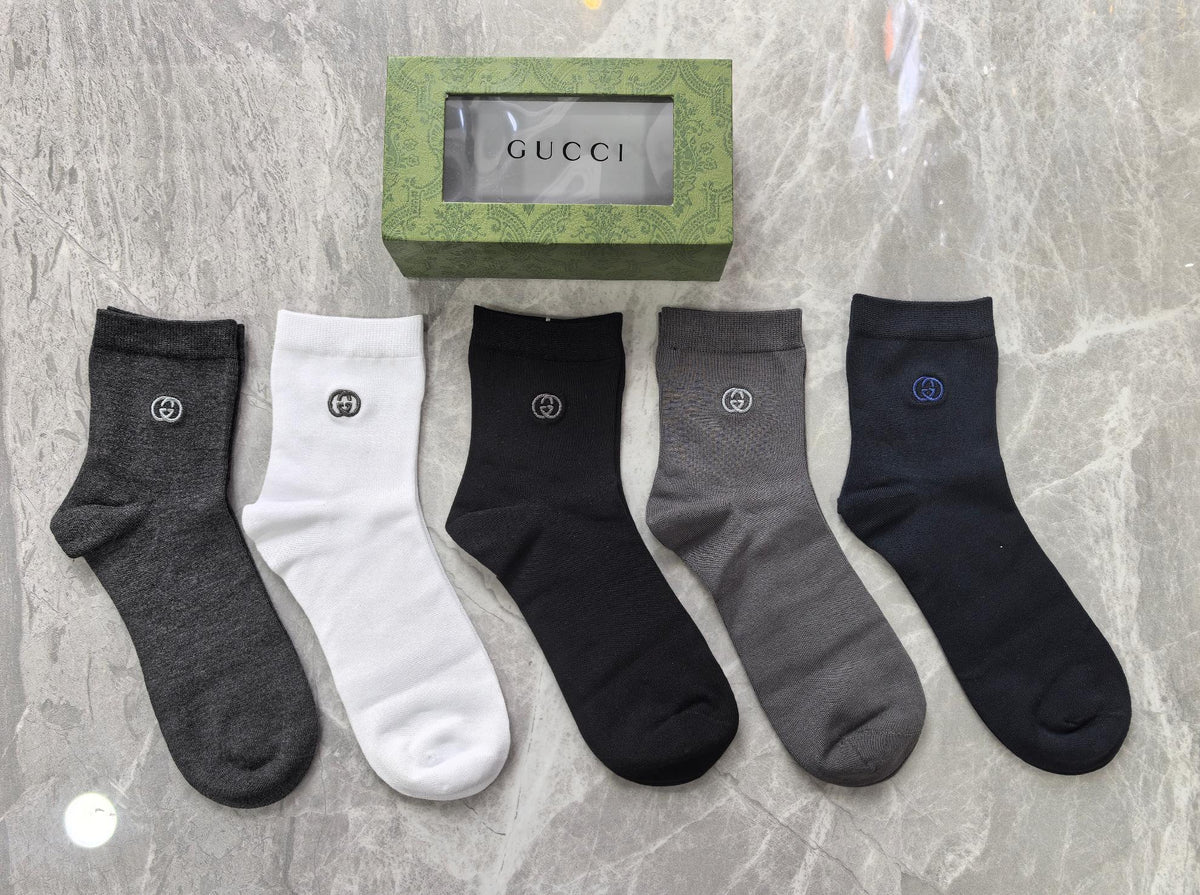 Gucci Small Circular Emblem Details Crew Socks - 5-Pair Set