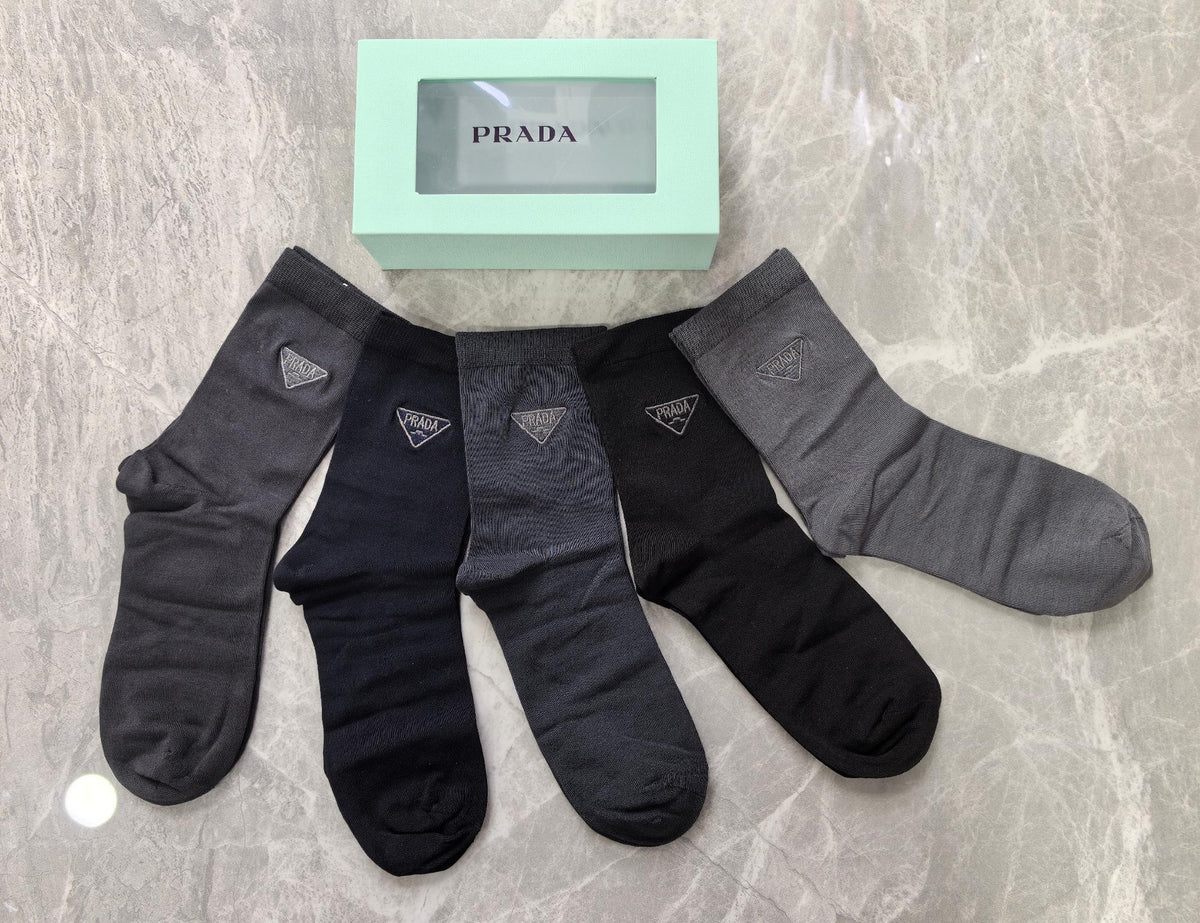 Prada Business Crew Socks - 5-Pair Box