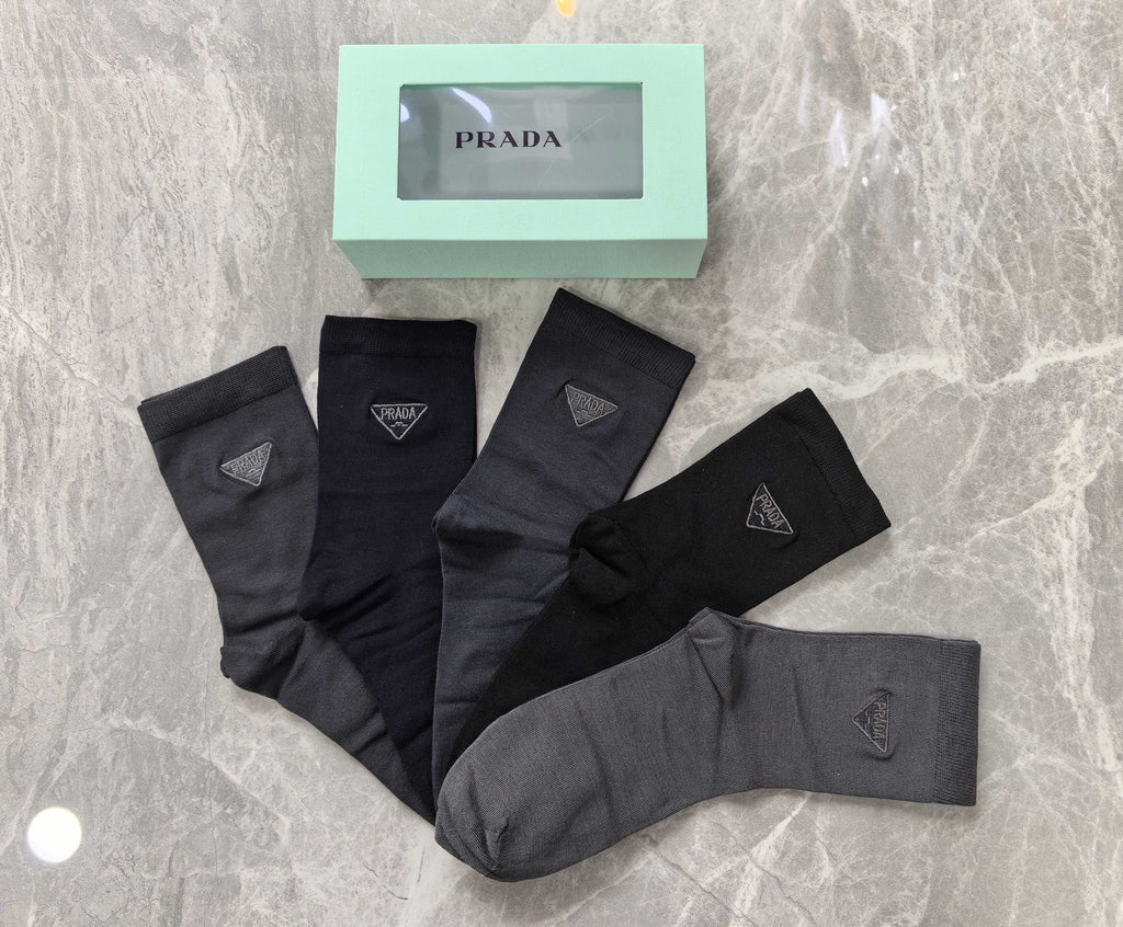 Prada Small Triangle Details Crew Socks - 5-Pair Set