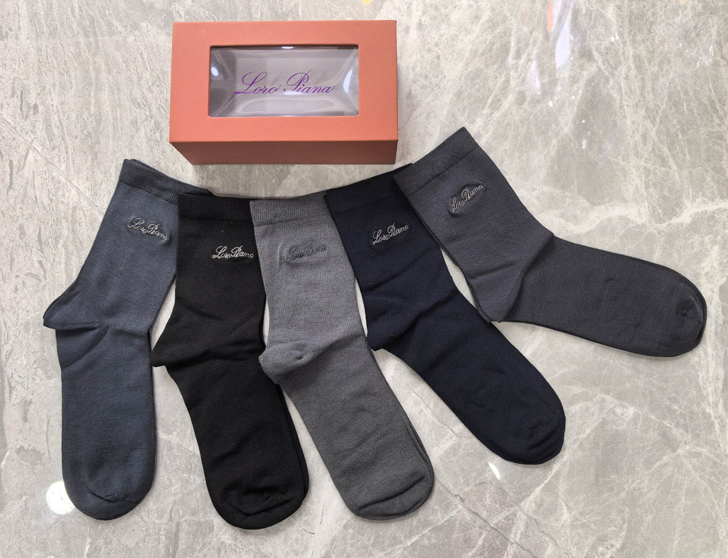 Loro Piana Understated Wordmark Details Crew Socks - 5-Pair Set