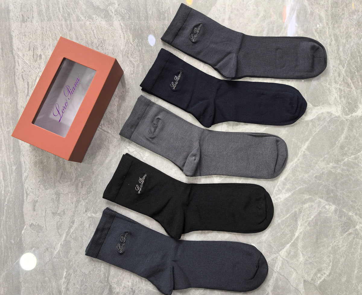 Loro Piana Understated Wordmark Details Crew Socks - 5-Pair Set