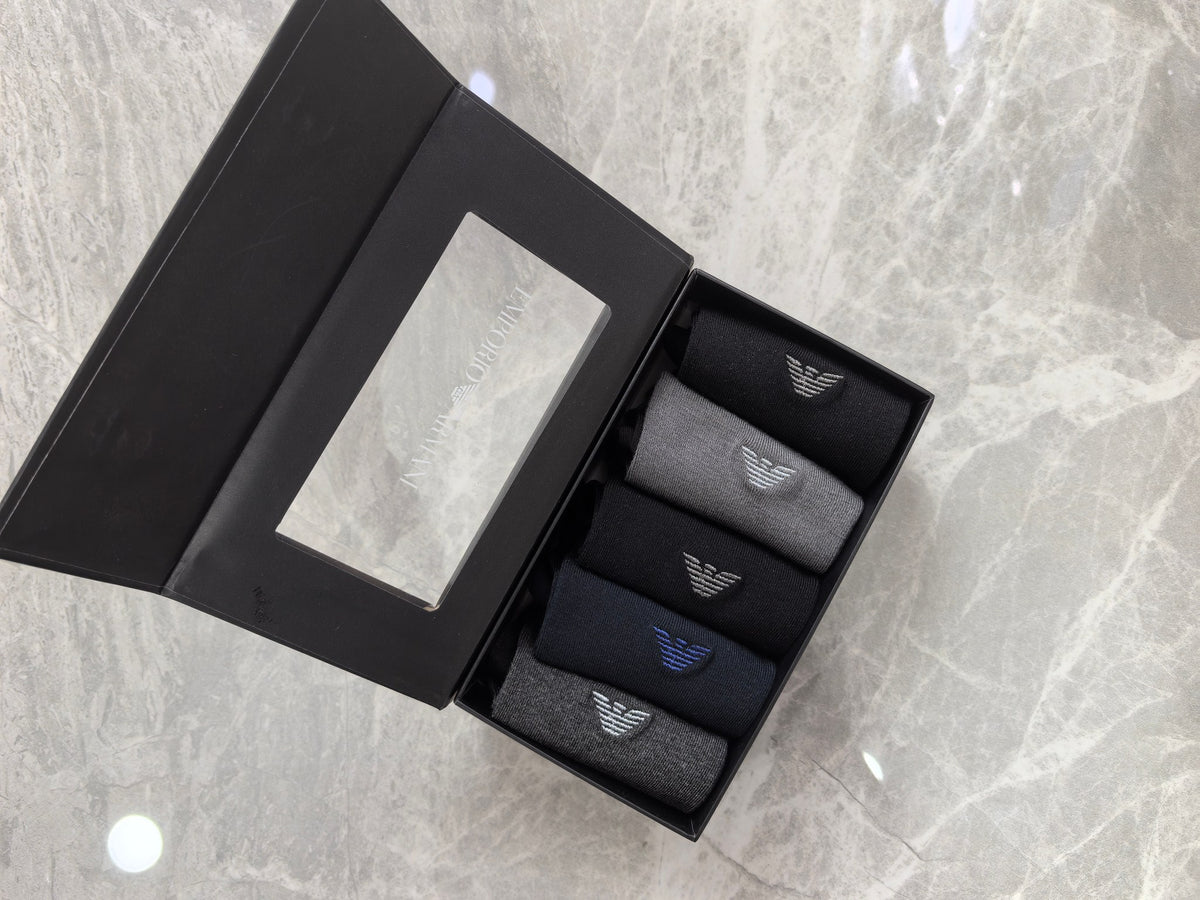 Armani Small Eagle Details Crew Socks - 5-Pair Set