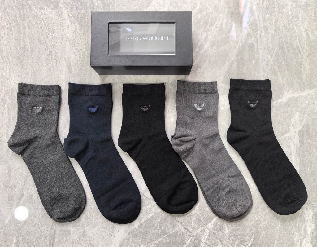 Armani Small Eagle Details Crew Socks - 5-Pair Set