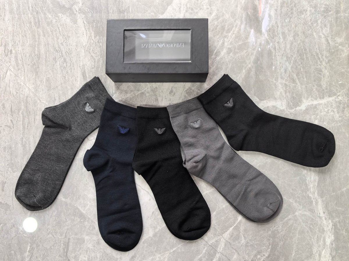 Armani Small Eagle Details Crew Socks - 5-Pair Set