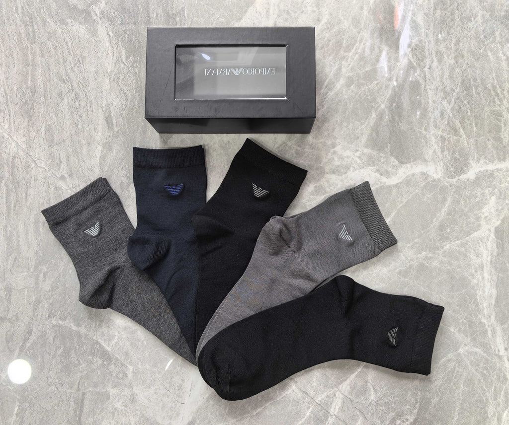 Armani Small Eagle Details Crew Socks - 5-Pair Set