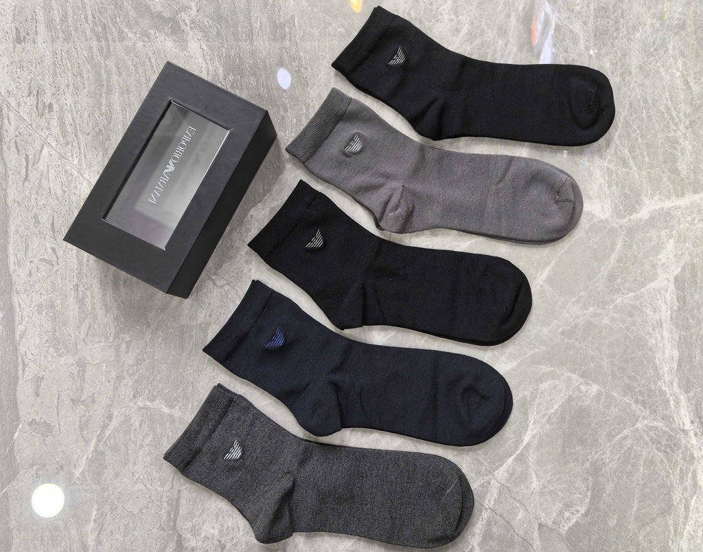 Armani Small Eagle Details Crew Socks - 5-Pair Set