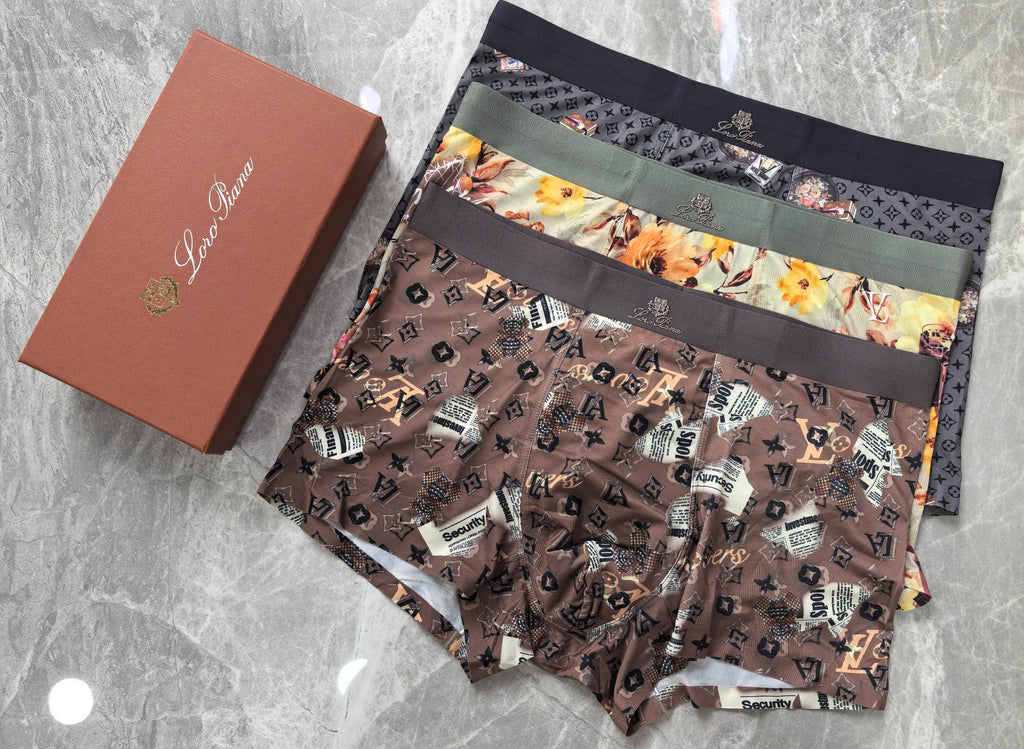 Loro Piana Patterned Boxer Briefs In Coordinated Neutral Tones Men's Boxer Briefs - 3-Piece Box