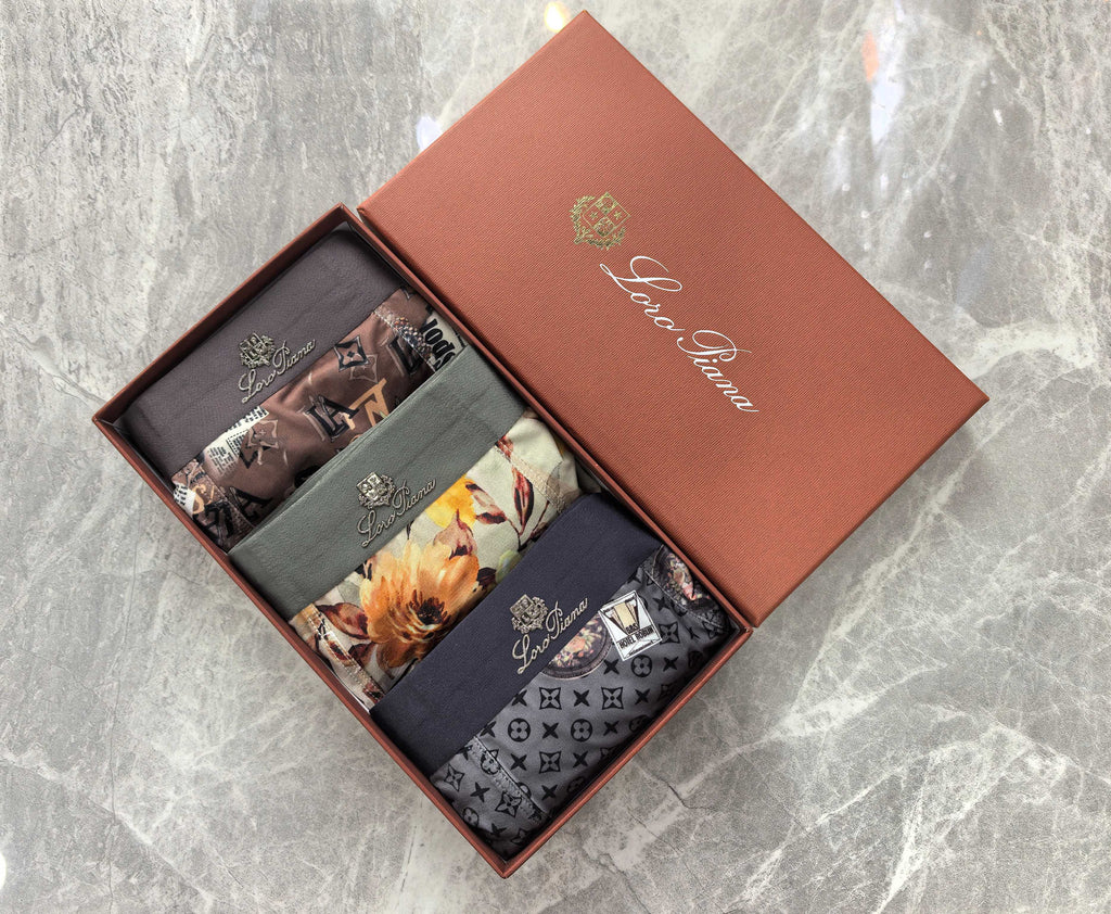 Loro Piana Patterned Boxer Briefs In Coordinated Neutral Tones Men's Boxer Briefs - 3-Piece Box