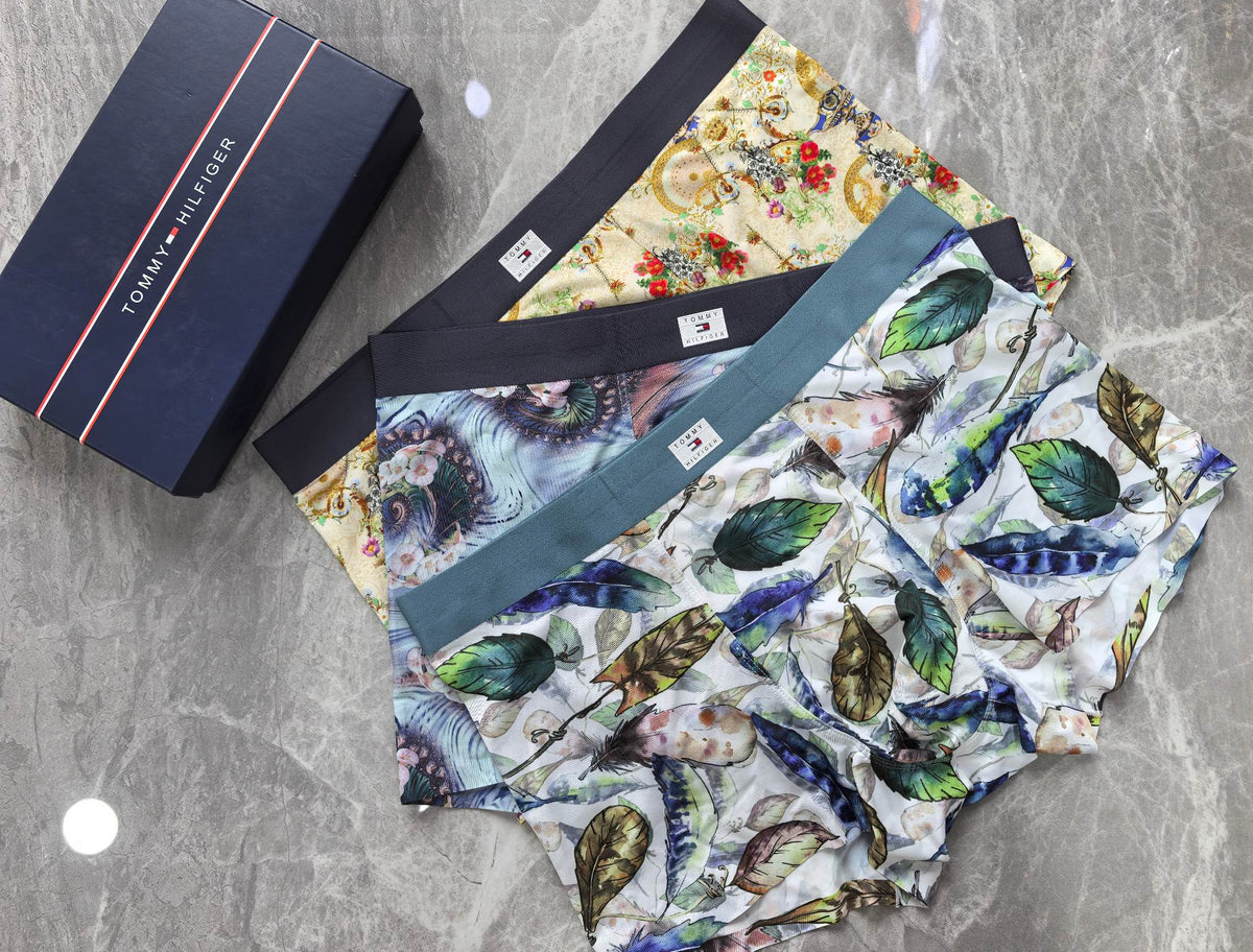 Tommy Hilfiger Patterned Panels And Logo Waistbands Men's Boxer Briefs - 3-Piece Box