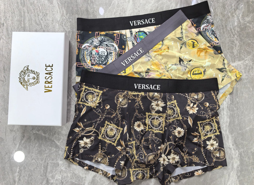 Versace Greek-Key And Medallion Details Men's Boxer Briefs - 3-Piece Box