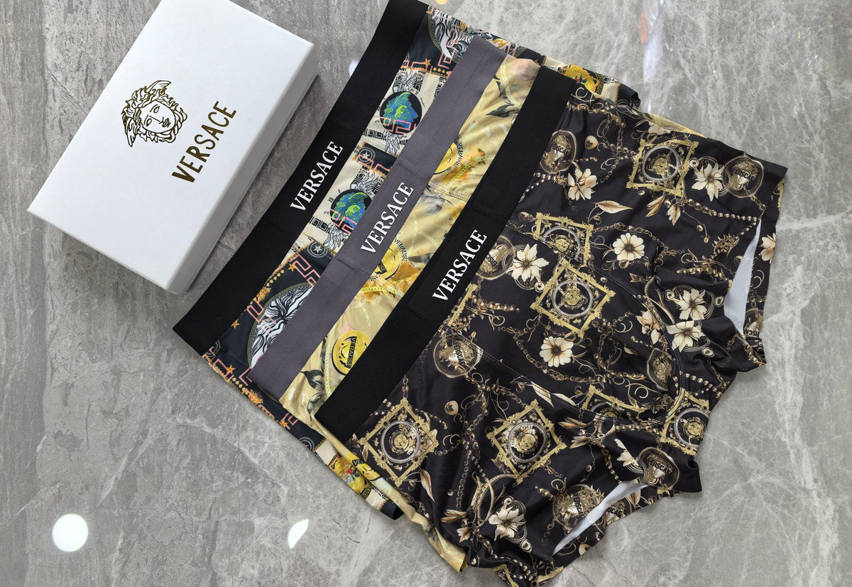 Versace Ornate Gold-Tone Patterns Men's Boxer Briefs - 3-Piece Box