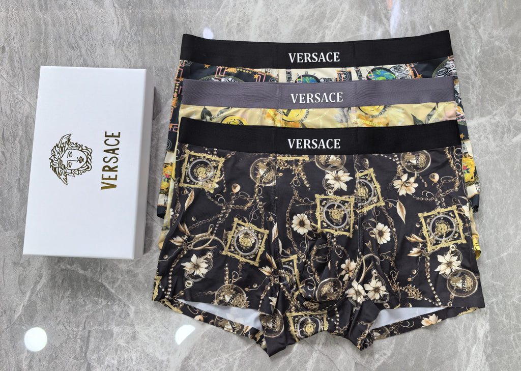 Versace Greek-Key And Medallion Details Men's Boxer Briefs - 3-Piece Box