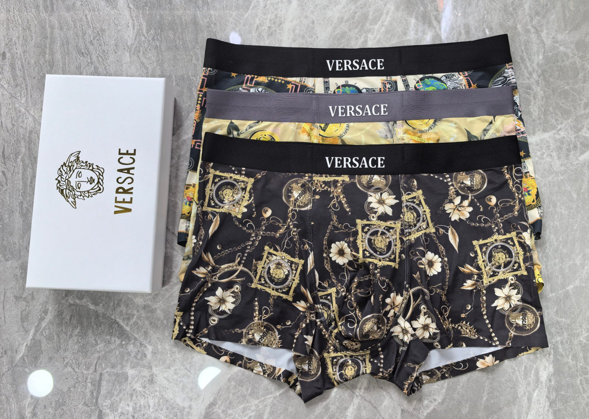 Versace Greek-Key And Medallion Details Men's Boxer Briefs - 3-Piece Box